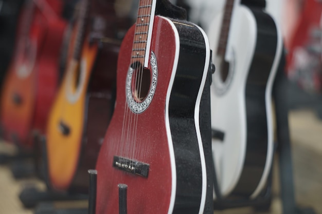 Photo close-up of classical guitars