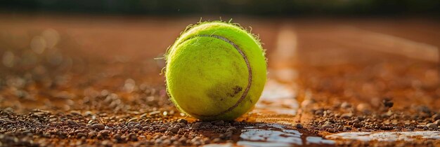 Photo close up clean new tennis ball sport equipment yellow felt texture