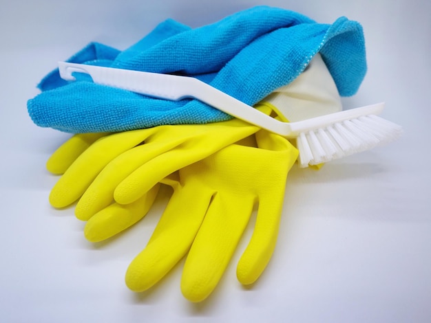 Close-up of cleaning equipment on table