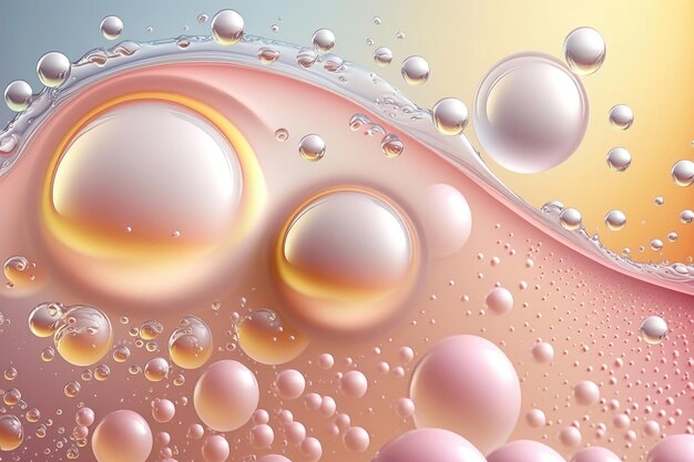 Close up clear liquid cosmetic product Gel texture with bubbles Generation AI