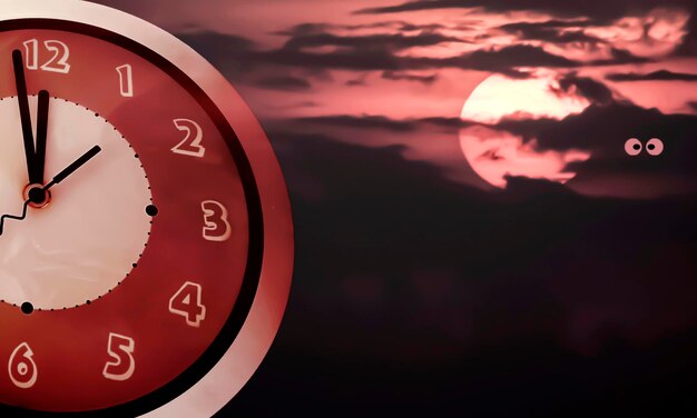 Close-up of clock against sky during sunset