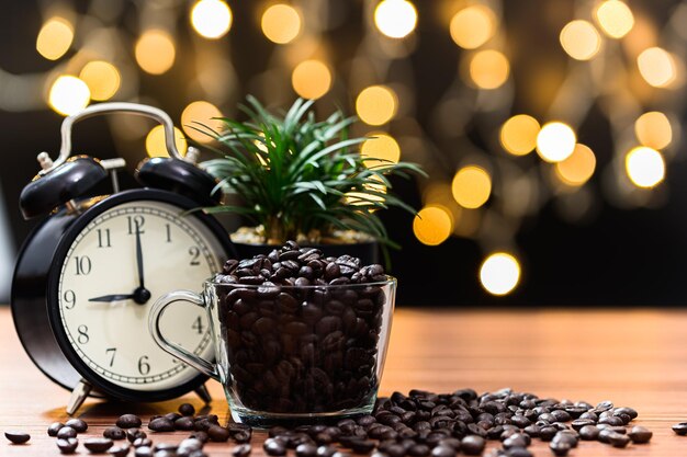 Close-up of clock on table