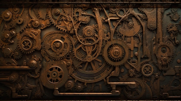 A close up of a clock with gears on it