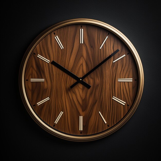 Photo a close up of a clock with a wooden face and black hands generative ai