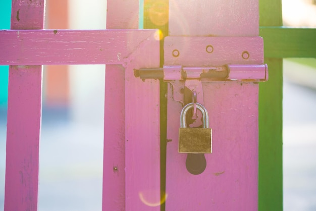 Close-up of closed metal gate