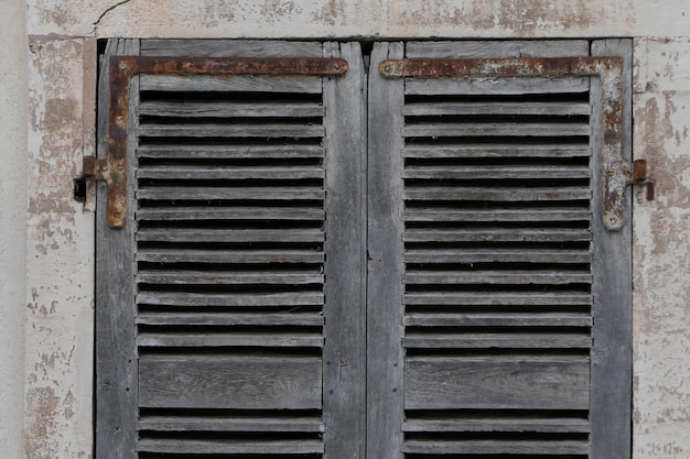 Close-up of closed old window