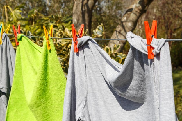 Photo close-up of clothes drying on clothesline