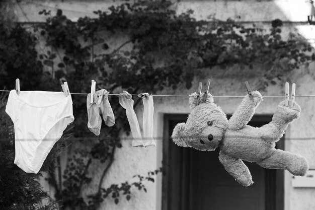 Photo close-up of clothes drying on clothesline