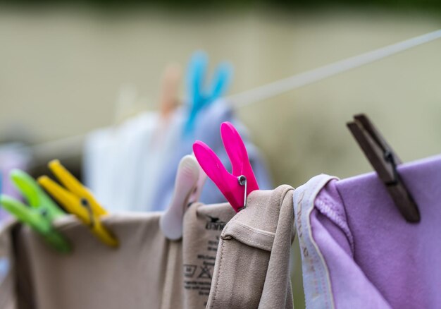 Photo close-up of clothes drying on clothesline