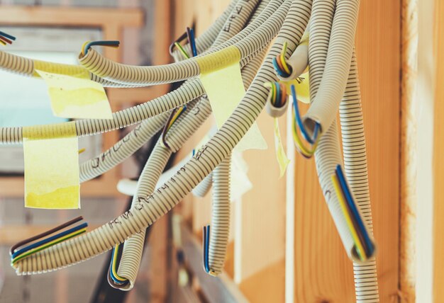 Close-up of clothes hanging on wall