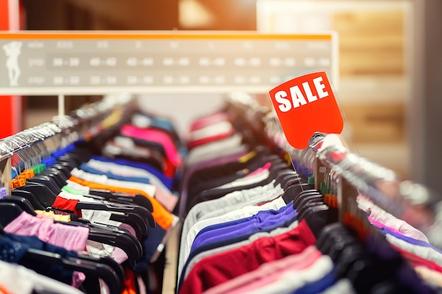 close-up of clothes in store for sale