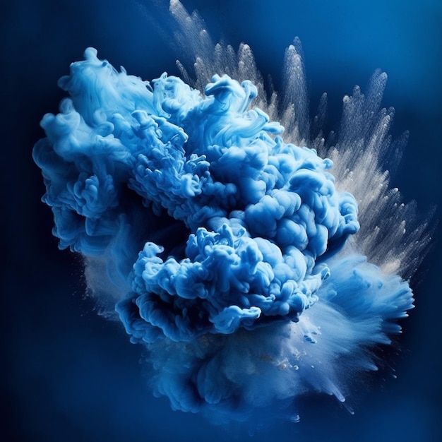 A close up of a cloud of blue smoke in the air generative ai