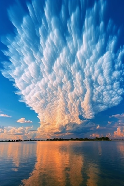 A close up of a cloud formation over a body of water generative ai