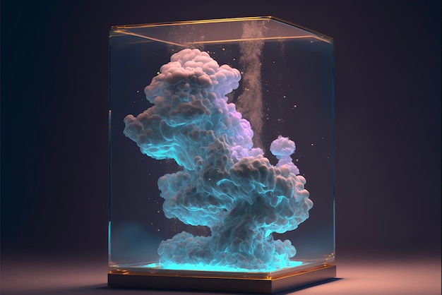 Close up of a cloud in a glass container