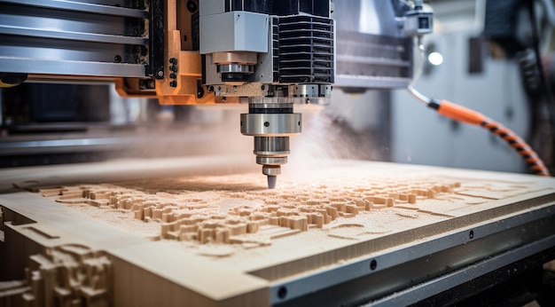 Photo close up of a cnc machine cnc machine in action cnc machine working closeup of machine working