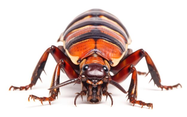 Photo close up of cockroach on white background