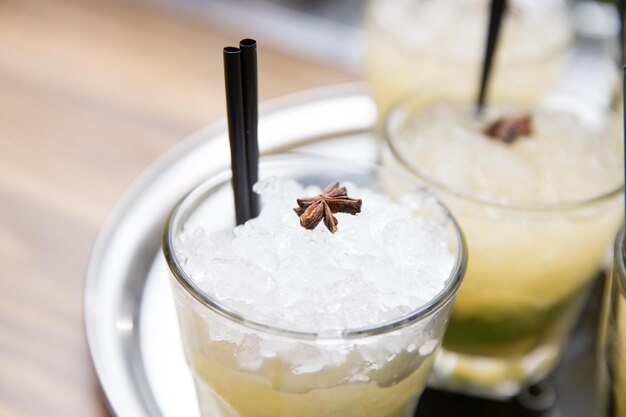 Close-up of cocktails on table