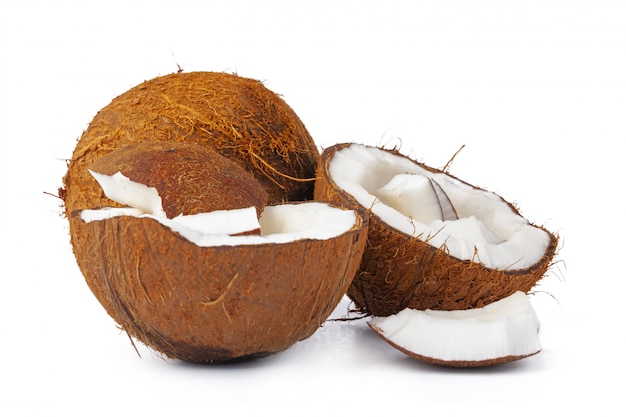 Close up of a coconut craked into pieces