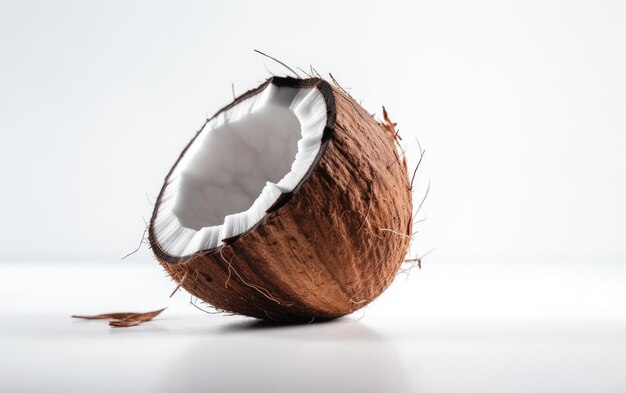 A close up coconut isolated on a white background vegan tropic fruits ai generated