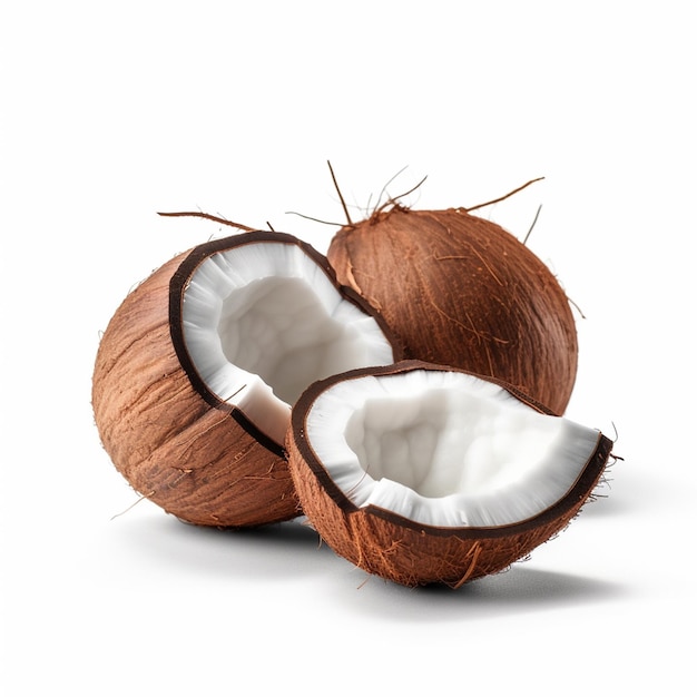 A close up of a coconut with the inside of it