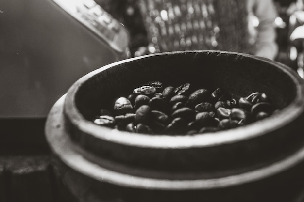 Close-up of coffee beans in bowl