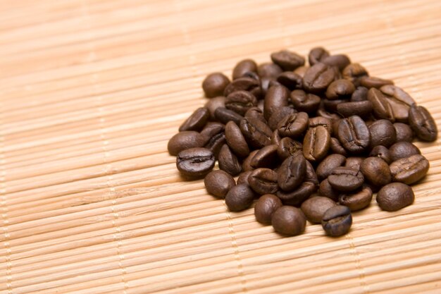 Close up of coffee beans in the heap