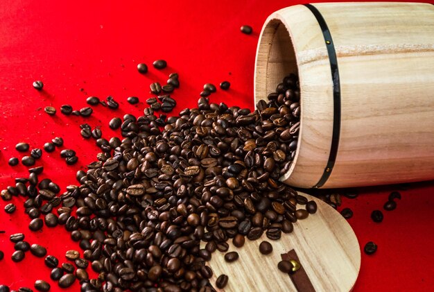 Close-up of coffee beans on table