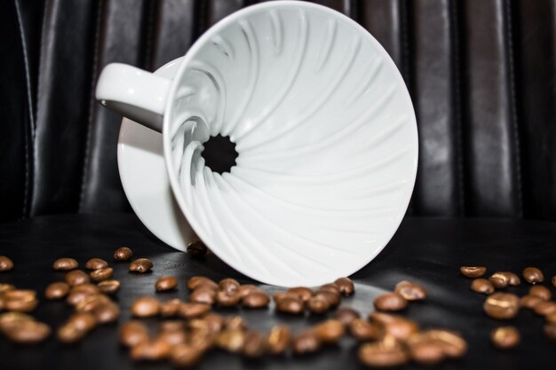 Close-up of coffee beans on table