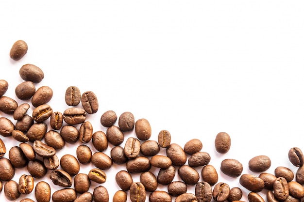 Close up of Coffee beans on white background