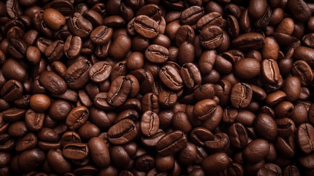 A close up of coffee beans with the word coffee on it