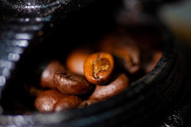 Foto prossimo piano dei chicchi di caffè