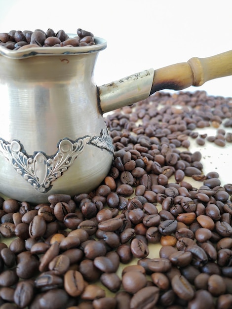 Foto prossimo piano dei chicchi di caffè