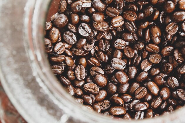 Foto prossimo piano dei chicchi di caffè