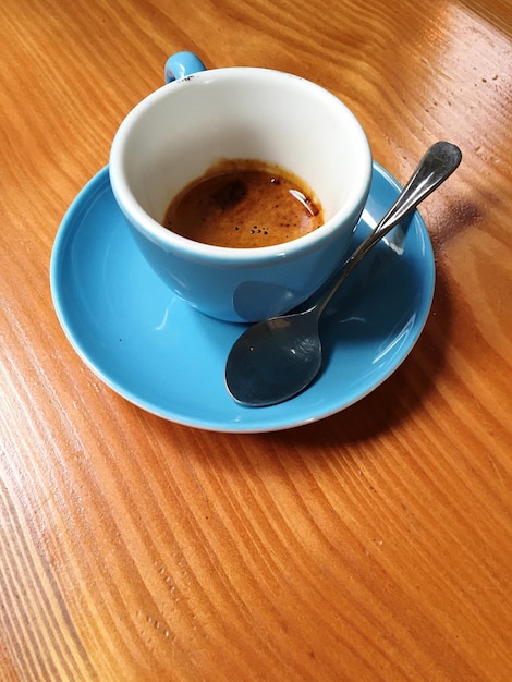 Close-up of coffee cup on table