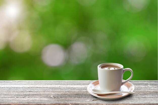 Close-up of coffee cup on table