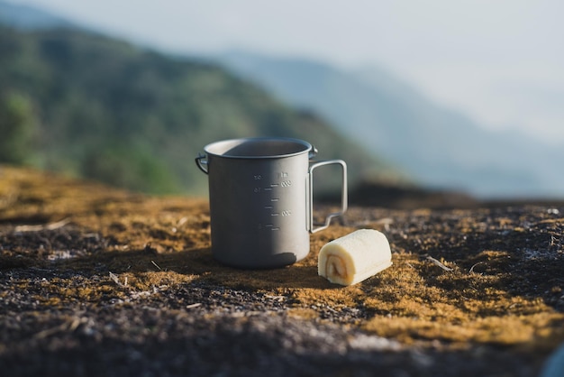 Close-up of coffee cup on table