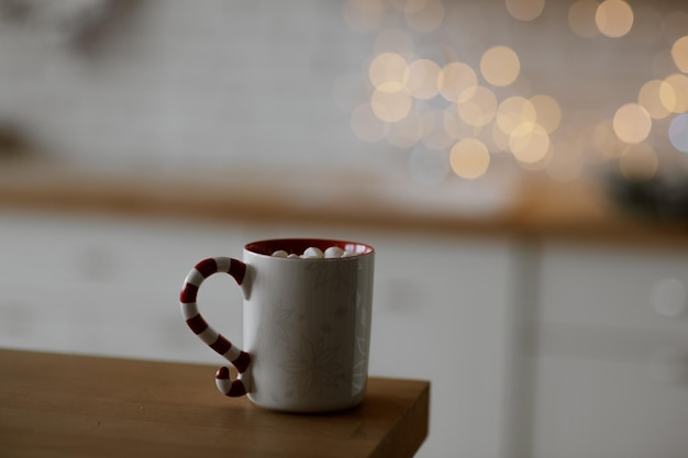 Close-up of coffee cup on table