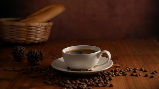 Close-up of coffee cup on table