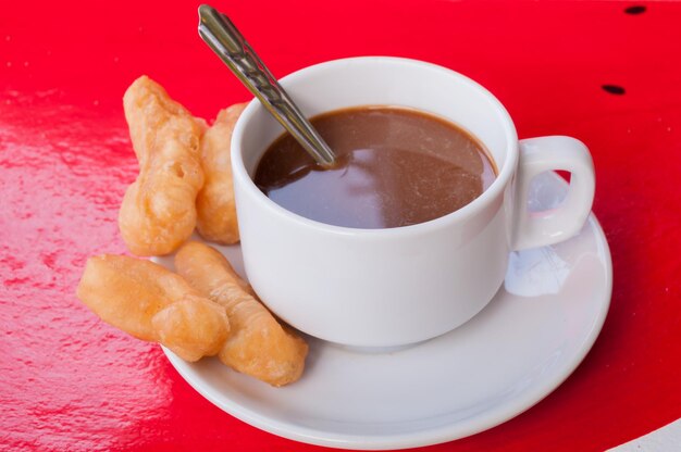 Close-up of coffee cup on table