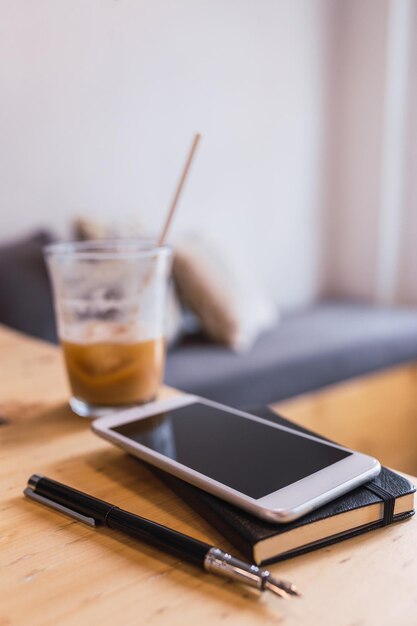 Close-up of coffee cup on table