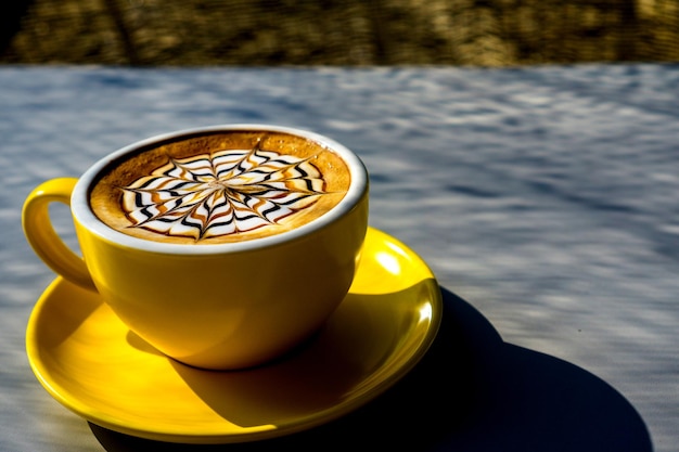 Close-up of coffee cup on table