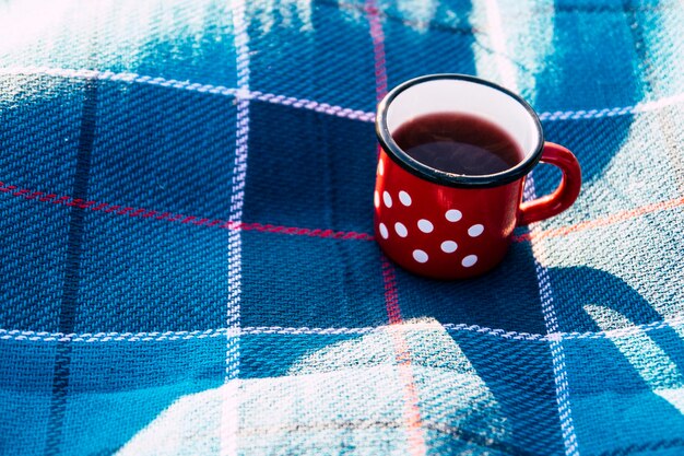 Close-up of coffee cup on table