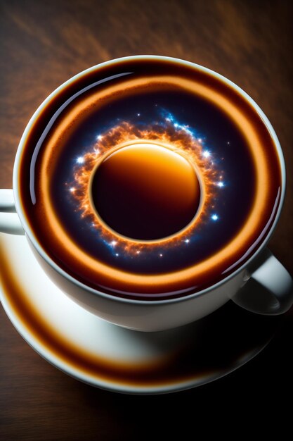 Close up coffee cup with steam rising ai generative