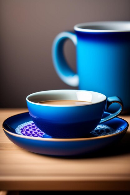 Foto chiudere la tazza di caffè con il vapore che si alza ai generativo