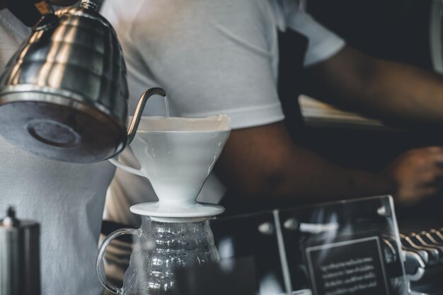 Foto close-up di una tazza di caffè