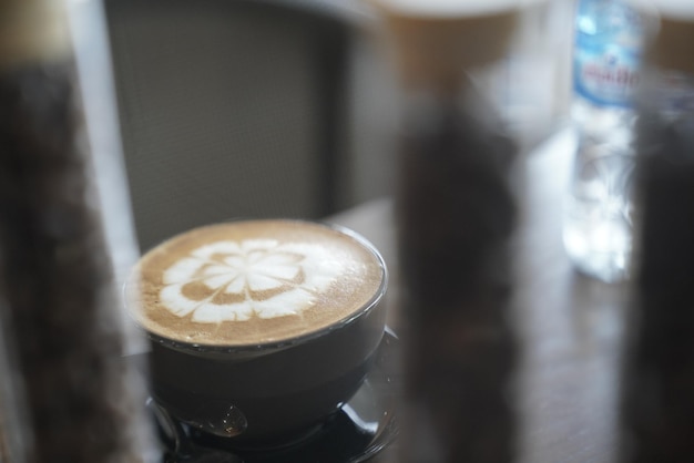 Foto close-up di una tazza di caffè