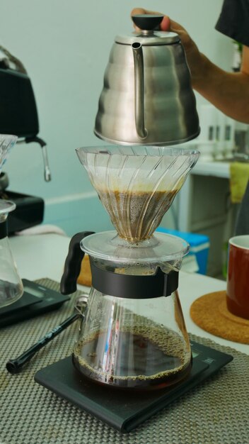 Foto close-up di una tazza di caffè