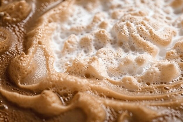 Close up of a coffee foam Background and macro texture