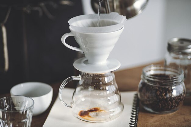 Foto close-up del caffè servito sul tavolo