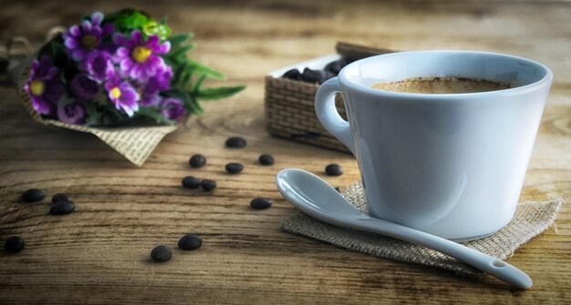 Close-up of coffee served on table